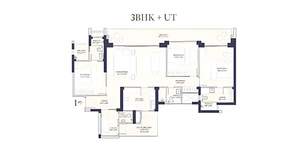 Floor Plan 3-BHK+UT 1